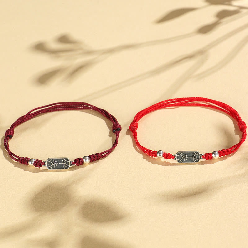 Handmade 925 Sterling Silver Peace And Joy Safe Well Protection Braided Bracelet