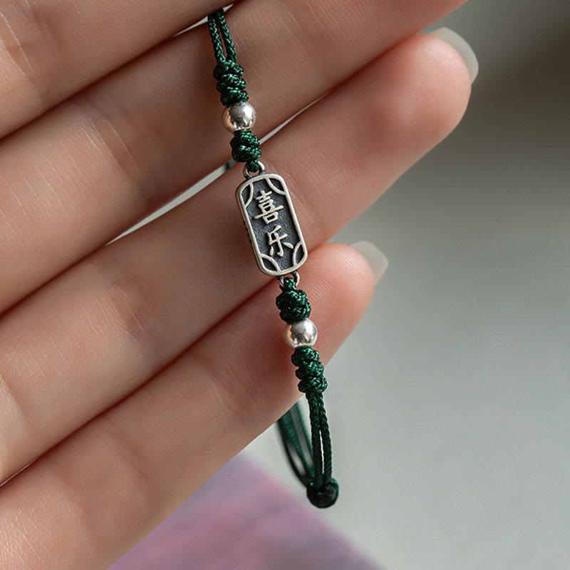 Handmade 925 Sterling Silver Peace And Joy Safe Well Protection Braided Bracelet