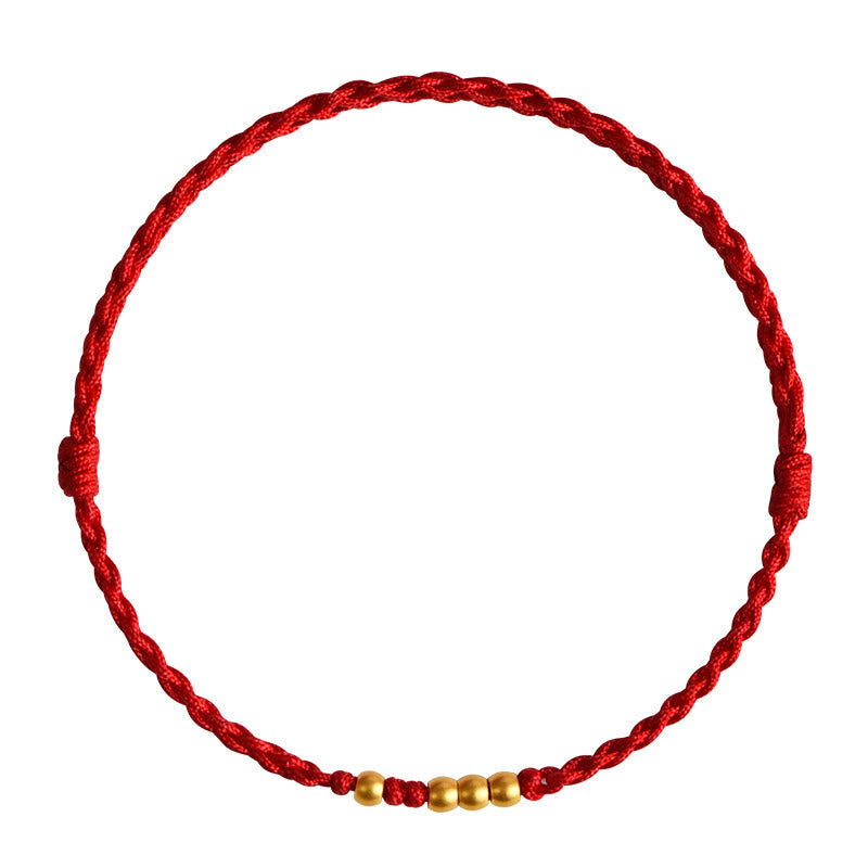 999 Gold Beads Luck Braided Protection Couple Bracelet