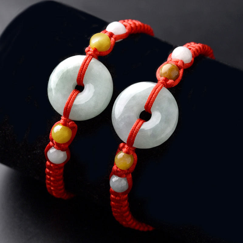 Jade Peace Buckle Luck Red String Bracelet