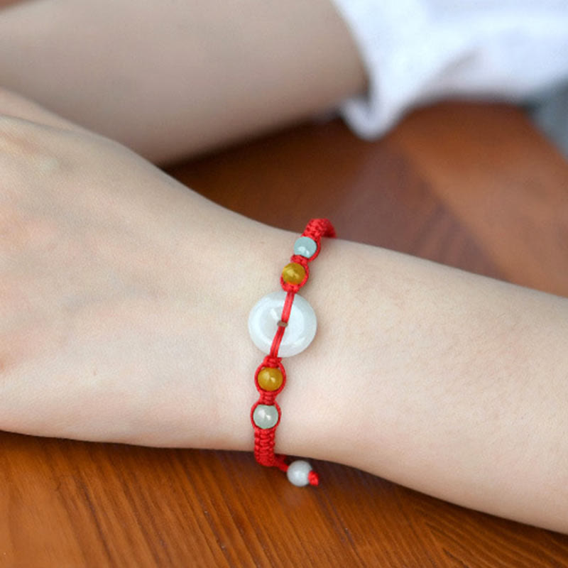 Jade Peace Buckle Luck Red String Bracelet