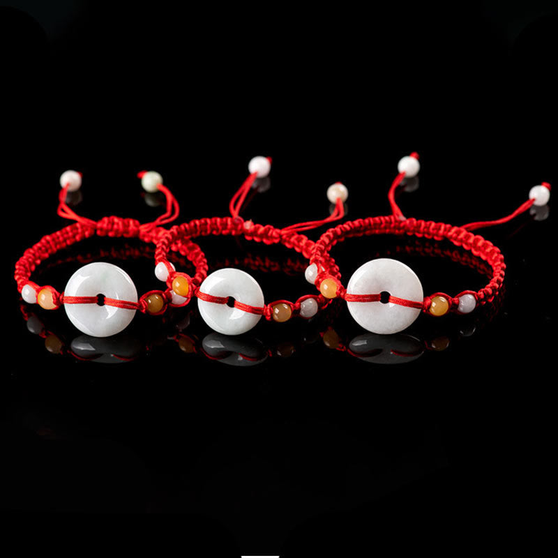 Jade Peace Buckle Luck Red String Bracelet