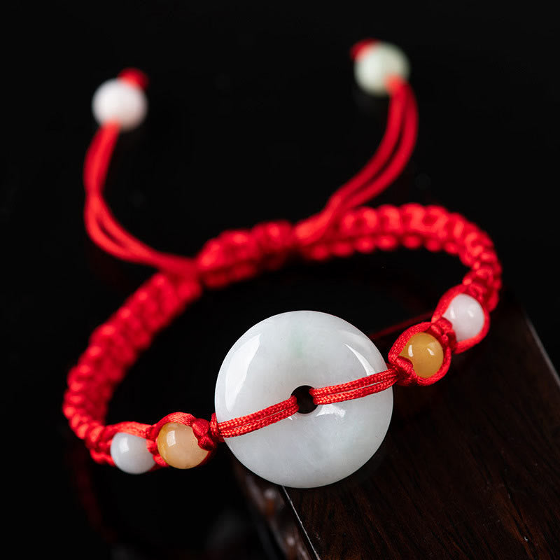 Jade Peace Buckle Luck Red String Bracelet