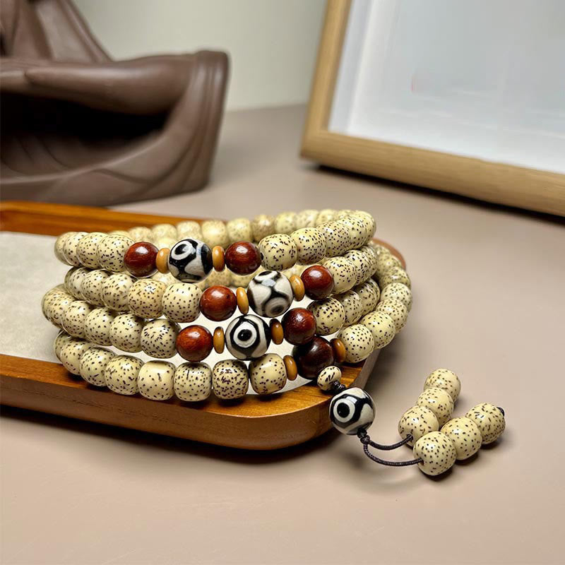 108 Mala Beads Bodhi Seed Dzi Bead Keep Away Evil Spirits Bracelet