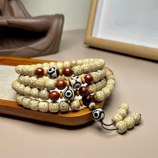 108 Mala Beads Bodhi Seed Dzi Bead Keep Away Evil Spirits Bracelet