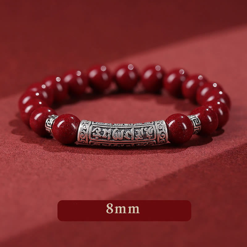 Cinnabar 999 Sterling Silver Six True Words Blessing Bracelet