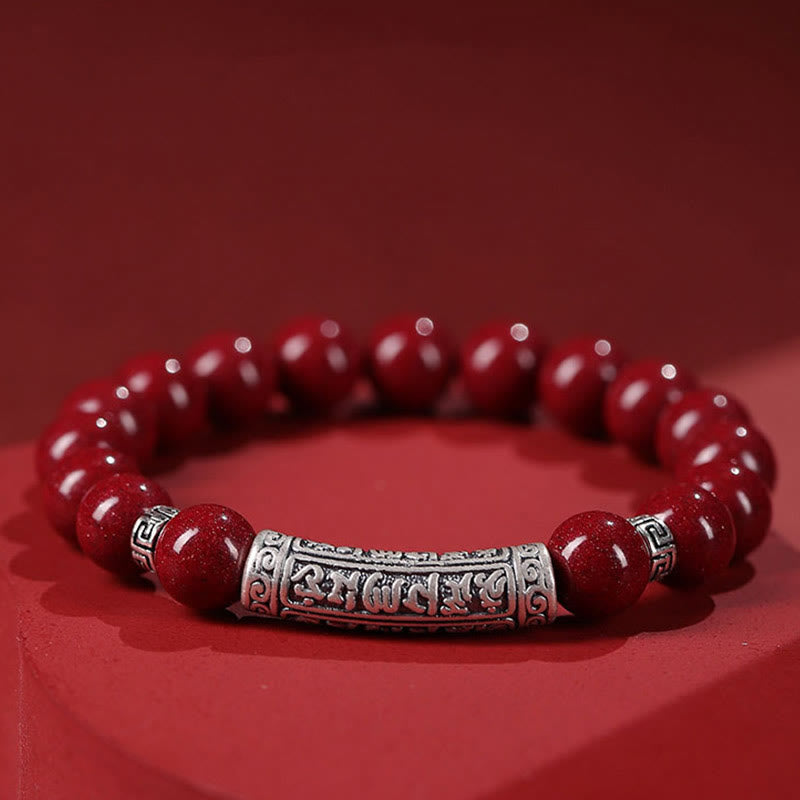 Cinnabar 999 Sterling Silver Six True Words Blessing Bracelet