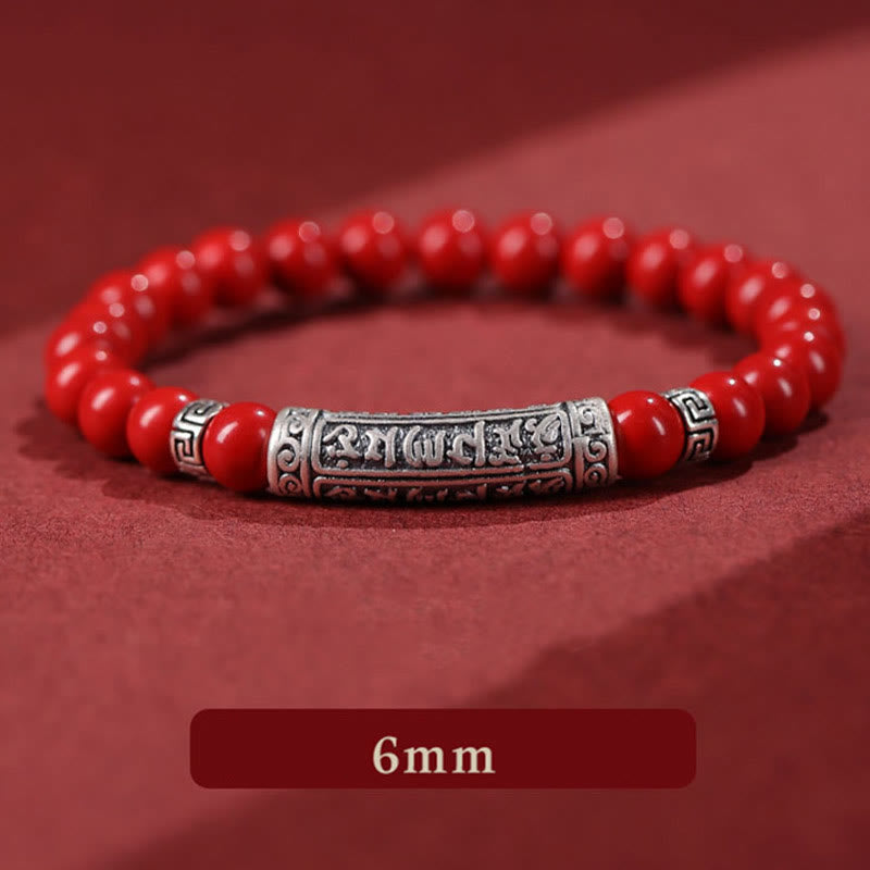 Cinnabar 999 Sterling Silver Six True Words Blessing Bracelet