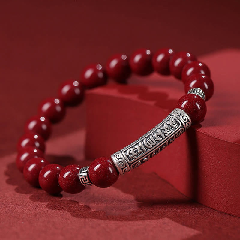 Cinnabar 999 Sterling Silver Six True Words Blessing Bracelet