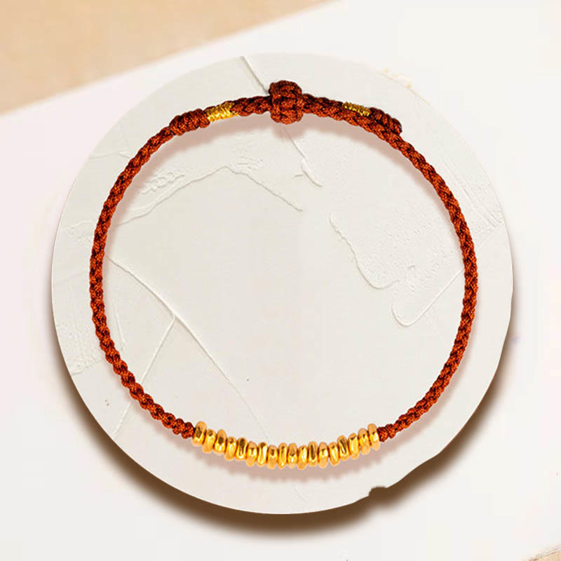 999 Gold Small Gold Pieces Design Handmade Protection Braided Rope Bracelet