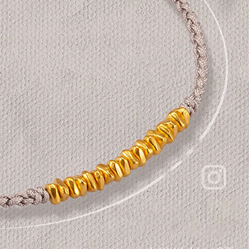 999 Gold Small Gold Pieces Design Handmade Protection Braided Rope Bracelet