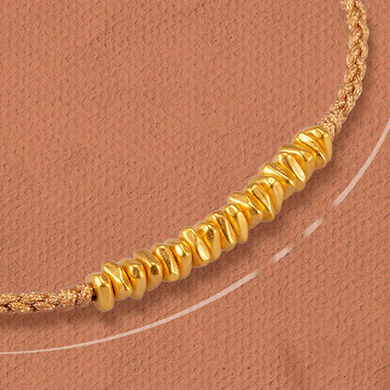 999 Gold Small Gold Pieces Design Handmade Protection Braided Rope Bracelet