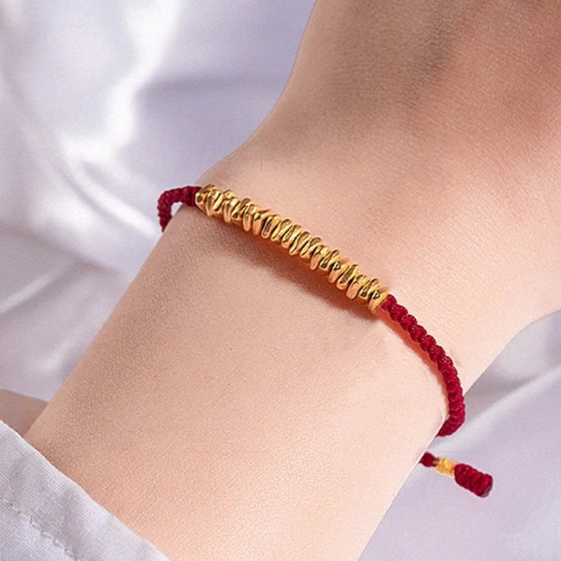999 Gold Small Gold Pieces Design Handmade Protection Braided Rope Bracelet