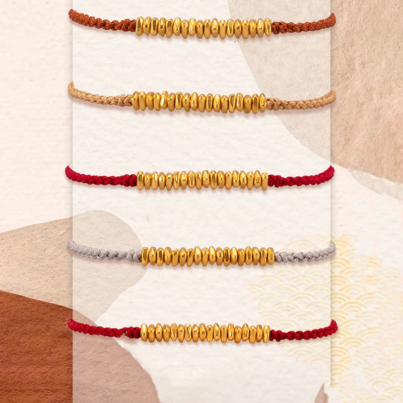 999 Gold Small Gold Pieces Design Handmade Protection Braided Rope Bracelet