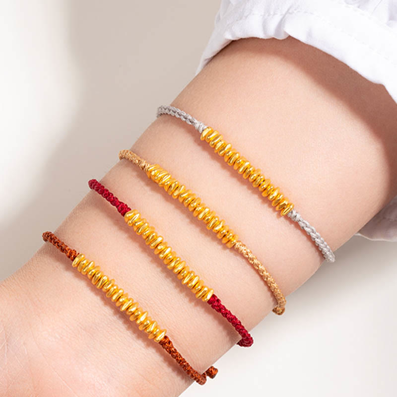 999 Gold Small Gold Pieces Design Handmade Protection Braided Rope Bracelet