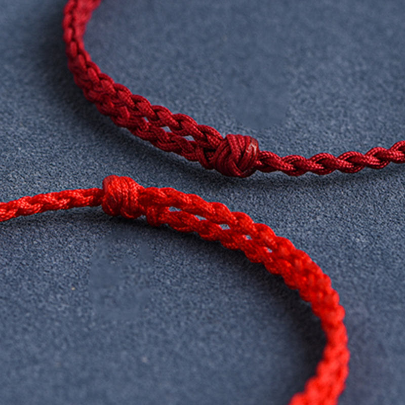Handmade 999 Sterling Silver Rabbit Luck Rope Bracelet Anklet