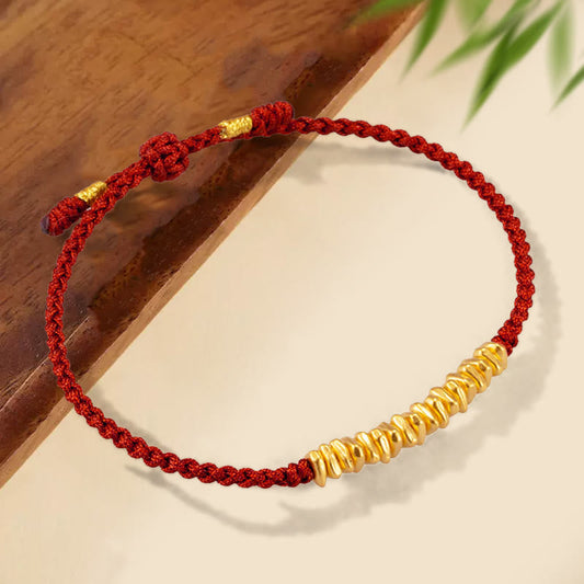 999 Gold Small Gold Pieces Design Handmade Protection Braided Rope Bracelet