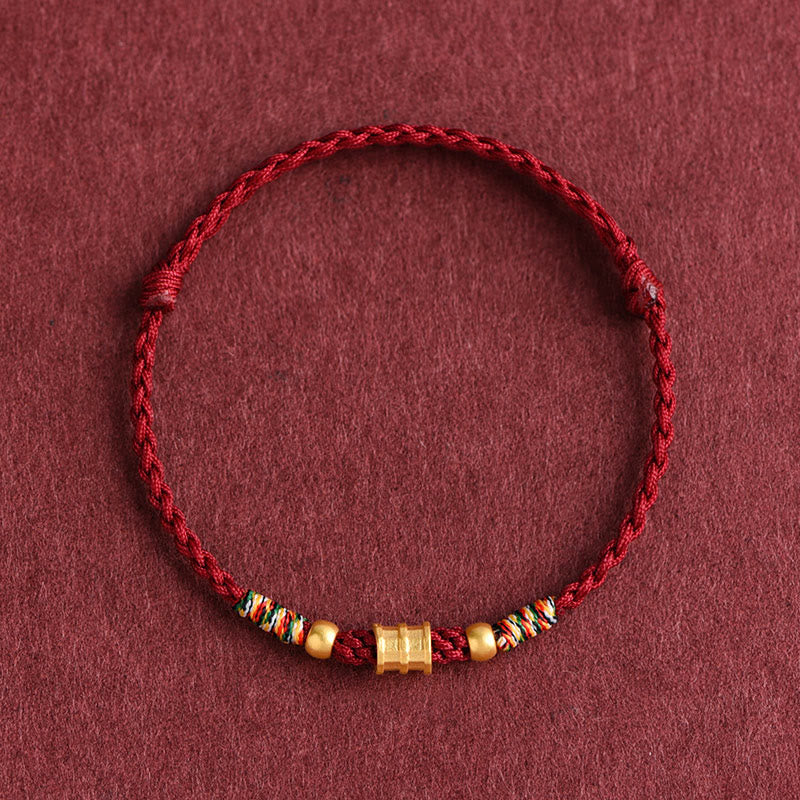 999 Gold Small Bucket Shape Design Handmade Luck Braided Rope Bracelet Anklet