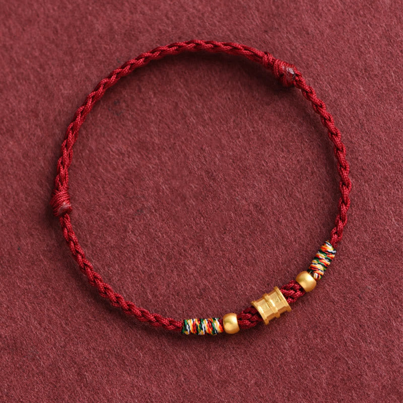 999 Gold Small Bucket Shape Design Handmade Luck Braided Rope Bracelet Anklet