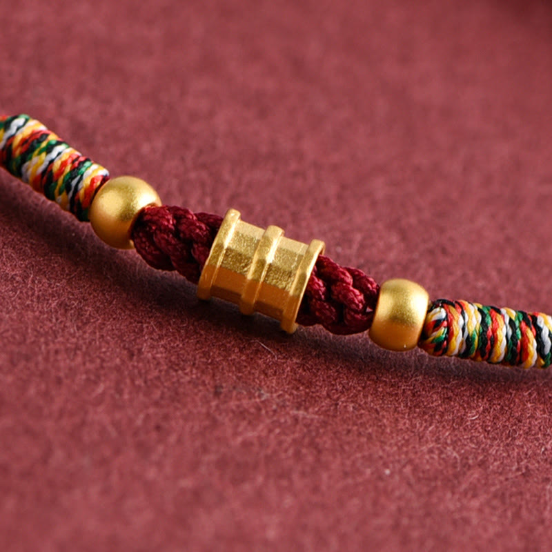 999 Gold Small Bucket Shape Design Handmade Luck Braided Rope Bracelet Anklet