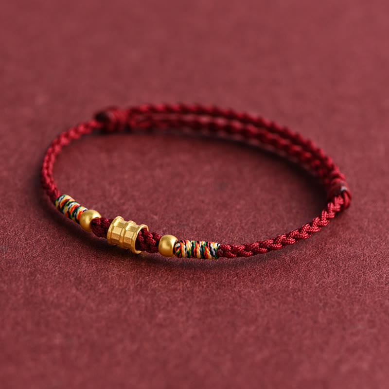 999 Gold Small Bucket Shape Design Handmade Luck Braided Rope Bracelet Anklet