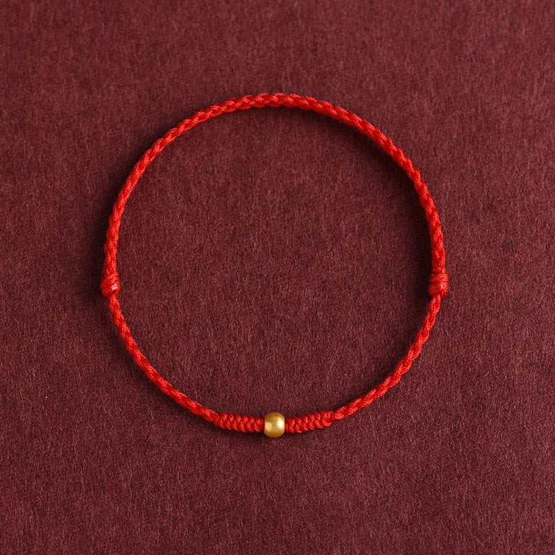999 Gold One Mini Bead Design Handmade Strength Braided Rope Bracelet Anklet