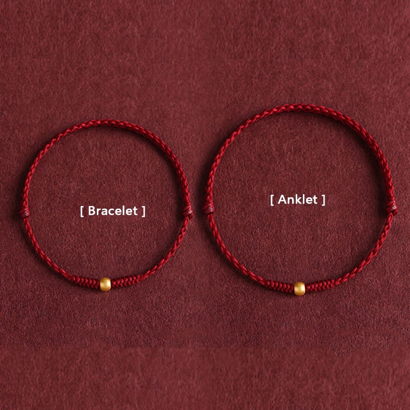 999 Gold One Mini Bead Design Handmade Strength Braided Rope Bracelet Anklet
