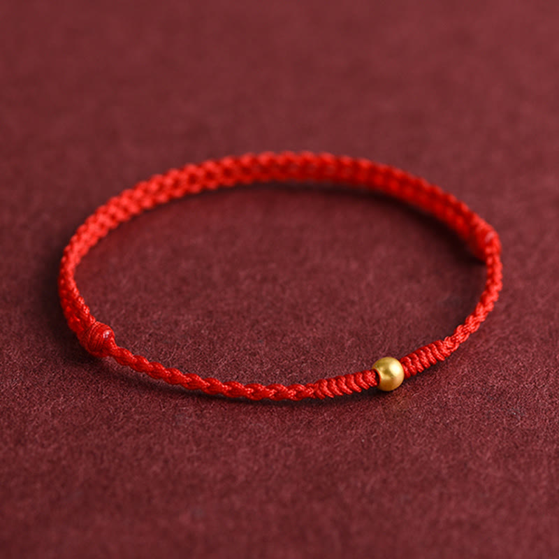 999 Gold One Mini Bead Design Handmade Strength Braided Rope Bracelet Anklet