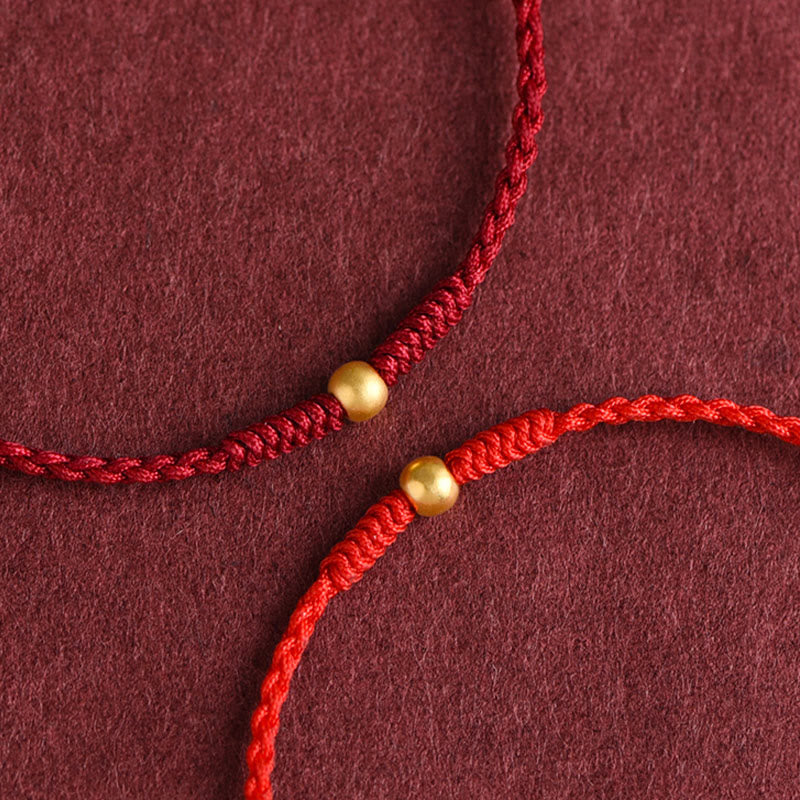 999 Gold One Mini Bead Design Handmade Strength Braided Rope Bracelet Anklet