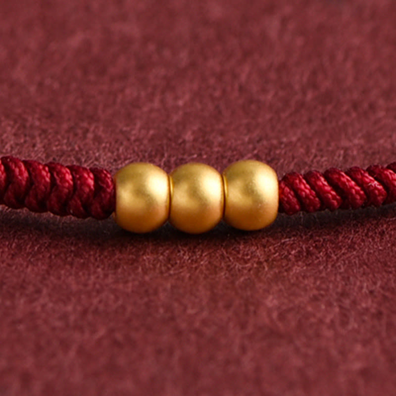 999 Gold Mini Three Beads Design Handmade Luck Rope Bracelet Anklet