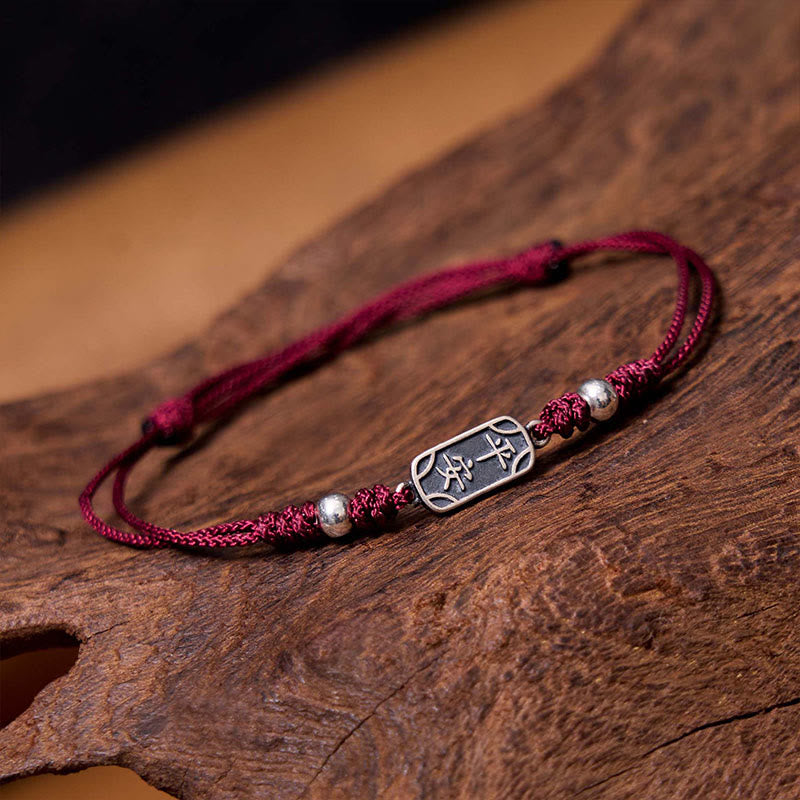 Handmade 925 Sterling Silver Peace And Joy Safe Well Protection Braided Bracelet