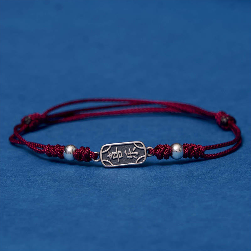 Handmade 925 Sterling Silver Peace And Joy Safe Well Protection Braided Bracelet