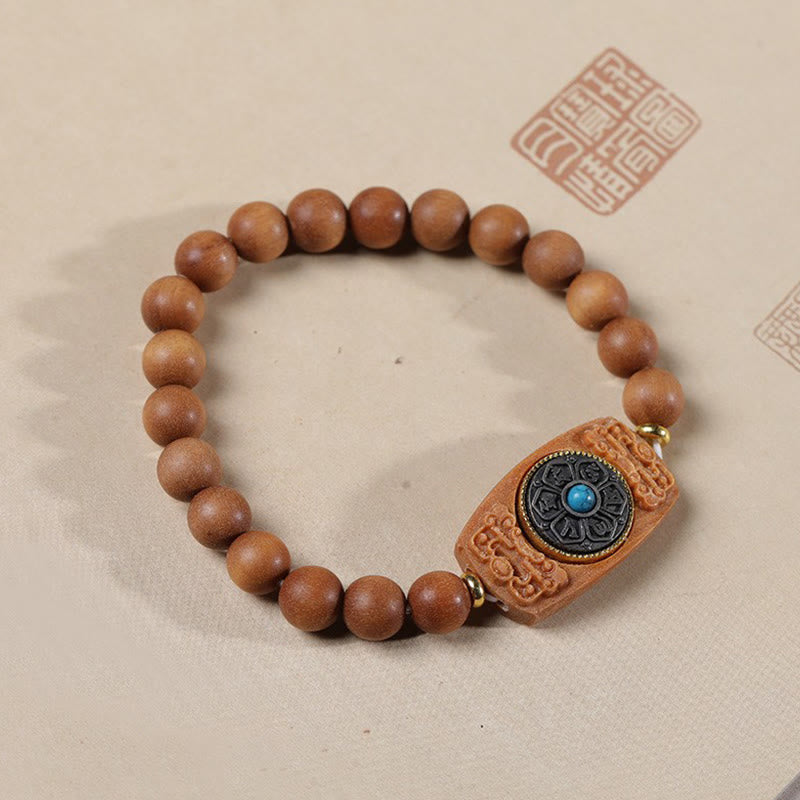 Small Leaf Red Sandalwood Green Sandalwood Six True Words Peace Bracelet