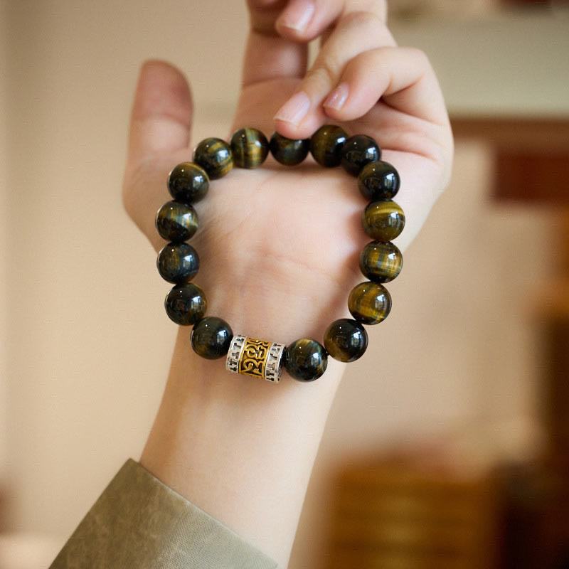 Tiger Eye Six True Words Courage Bracelet