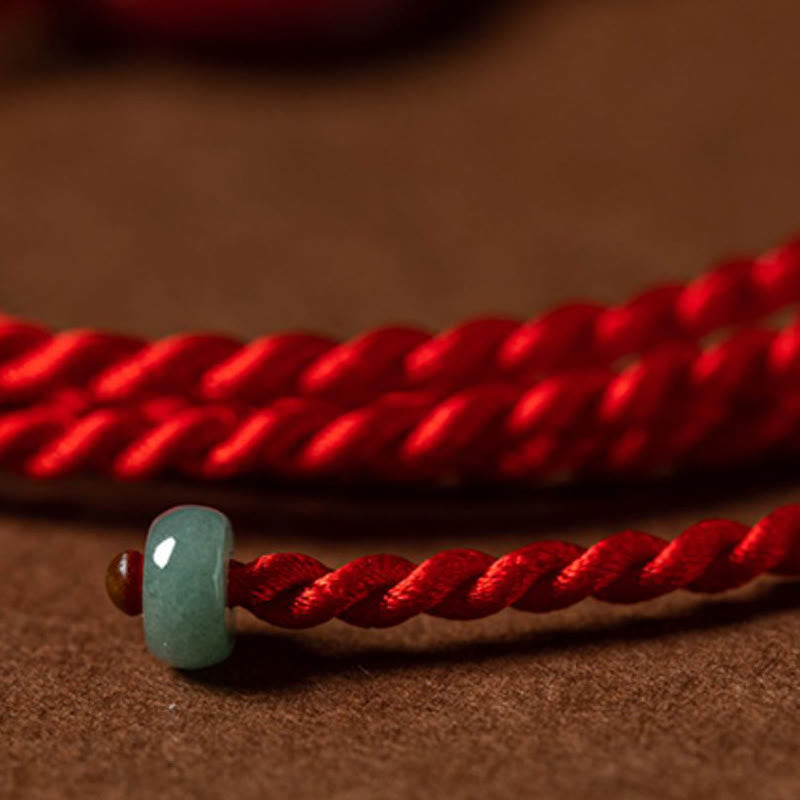 Natural Cinnabar Peace Buckle Blessing Red String Belly Chain