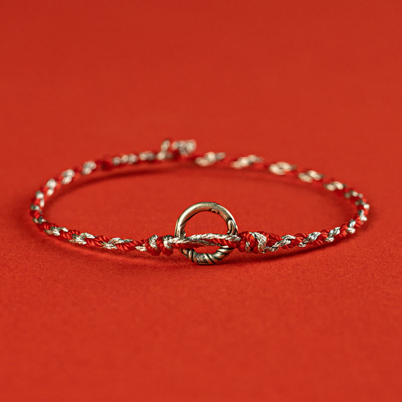925 Sterling Silver Peace Buckle Luck String Bracelet