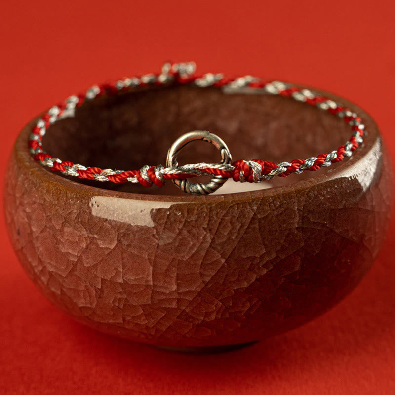 925 Sterling Silver Peace Buckle Luck String Bracelet