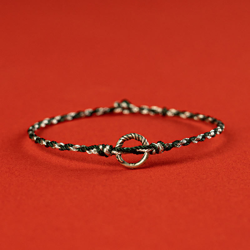 925 Sterling Silver Peace Buckle Luck String Bracelet