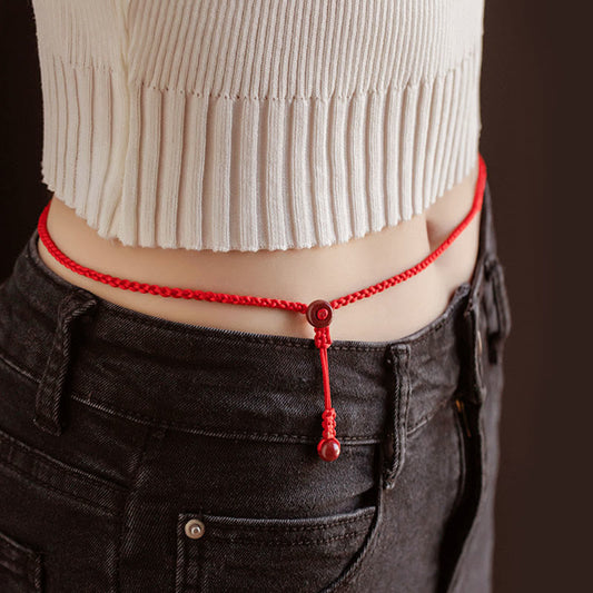 Natural Cinnabar Calm Blessing Red String Belly Chain
