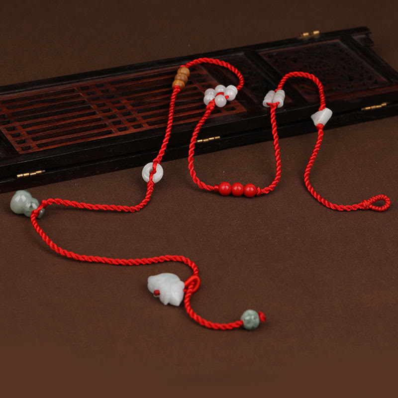Chinese Zodiac Peach Wood Blessing Red String Belly Chain