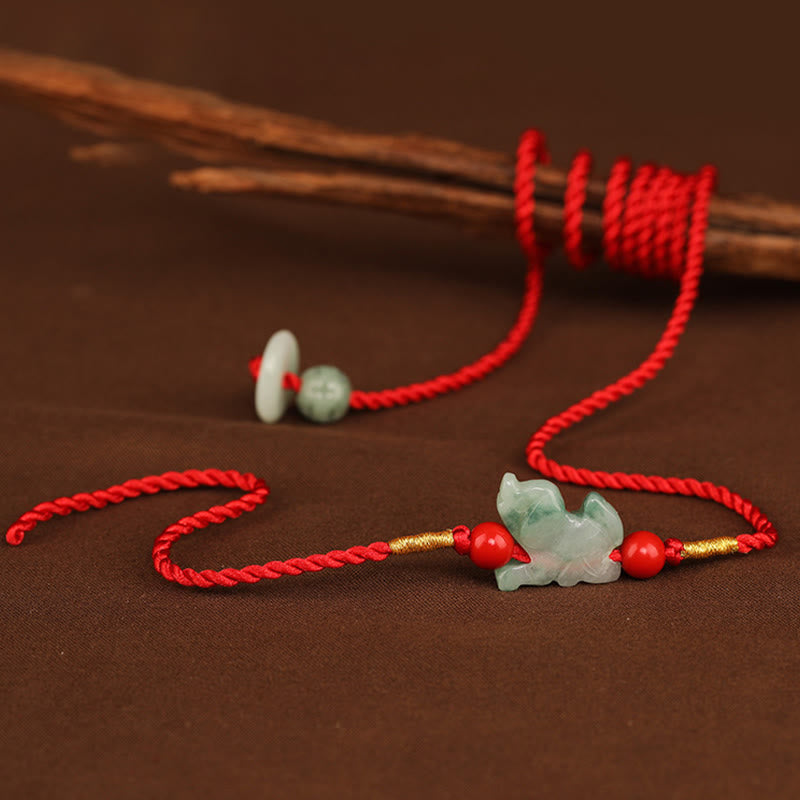 Jade Peace Buckle Blessing Red String Belly Chain