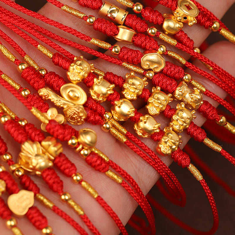 999 Solid Gold Red String Belly Chain