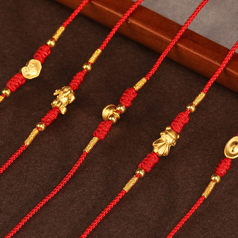 999 Solid Gold Red String Belly Chain