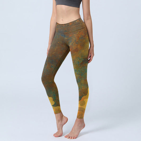Auspicious Clouds Print Lycra Fabric Fitness Leggings Women's Yoga Pants