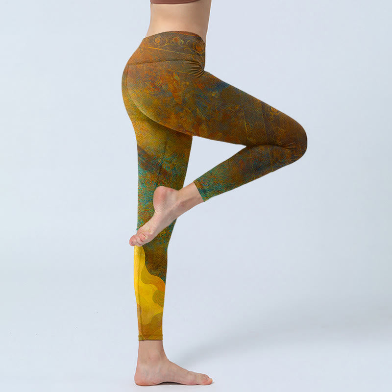 Auspicious Clouds Print Lycra Fabric Fitness Leggings Women's Yoga Pants