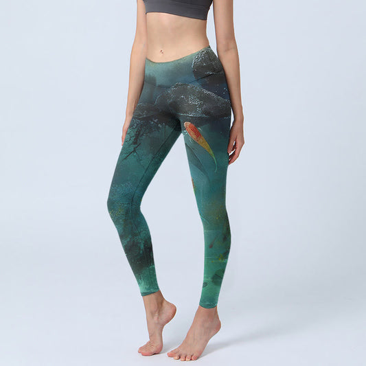 Pond Koi Fish Rocks Print Sports Leggings Women's Yoga Pants