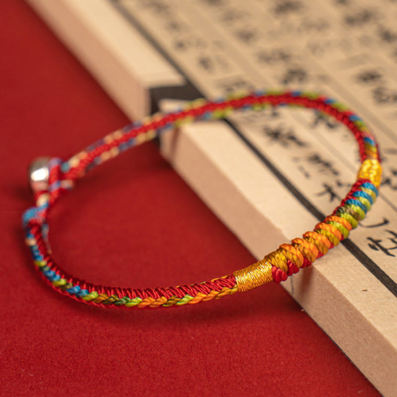 Multicolor Red String Alloy 925 Sterling Silver Buckle Protection Bracelet
