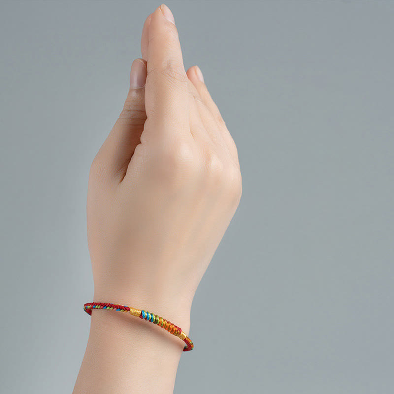Multicolor Red String Alloy 925 Sterling Silver Buckle Protection Bracelet