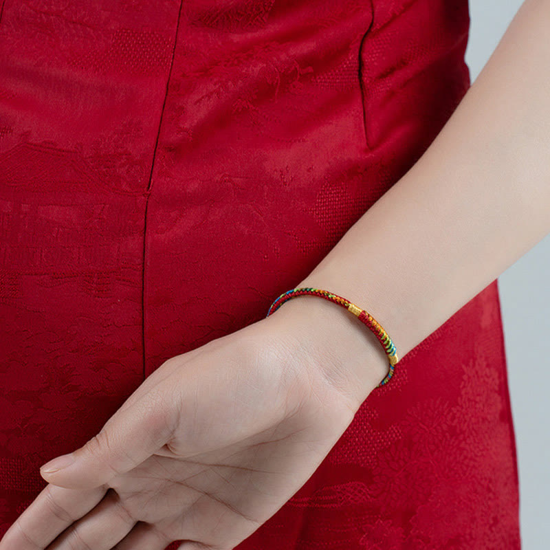 Multicolor Red String Alloy 925 Sterling Silver Buckle Protection Bracelet
