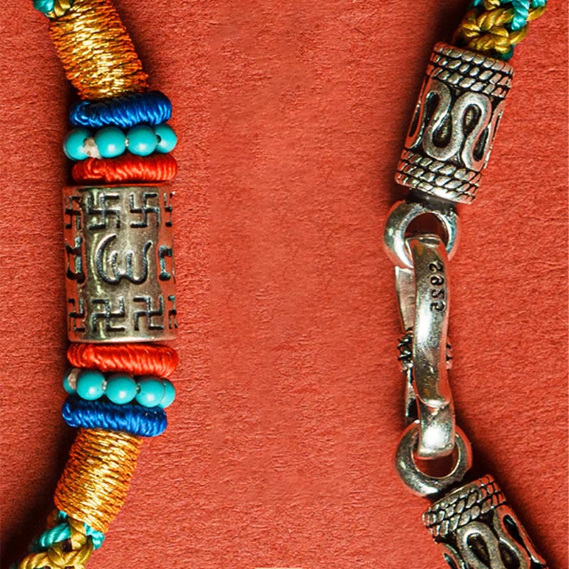 Colorful String Six True Words 925 Silver Focus Bracelet